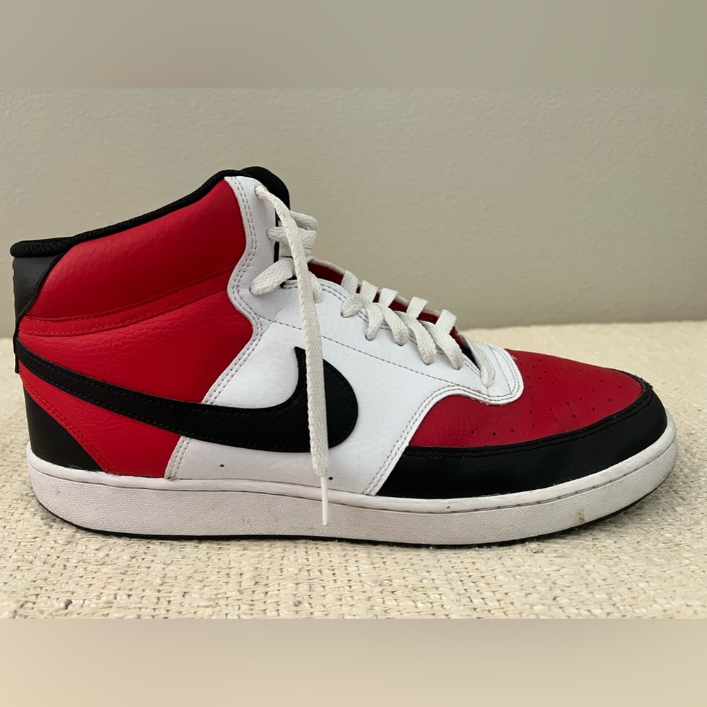 Nike Court Vision Mids, Size 13, White Black Red